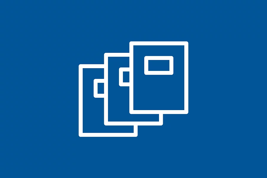 The white FES icon displays three documents or publications.