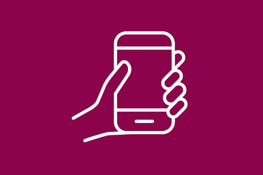 The white FES icon shows a smartphone being held in the hand.