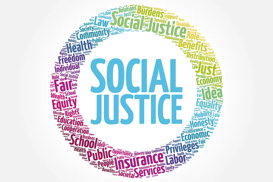 Social Justice word cloud, law concept background