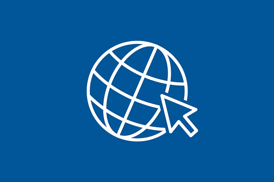 White FES icon shows a globe with an arrow on a blue background.