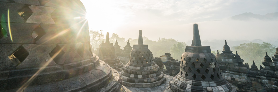 Borobudur temple is a 9th-century Mahayana Buddhist temple in Magelang, Central Java, Indonesia, and the world's largest Buddhist temple. Image: iStock | swissmediavision